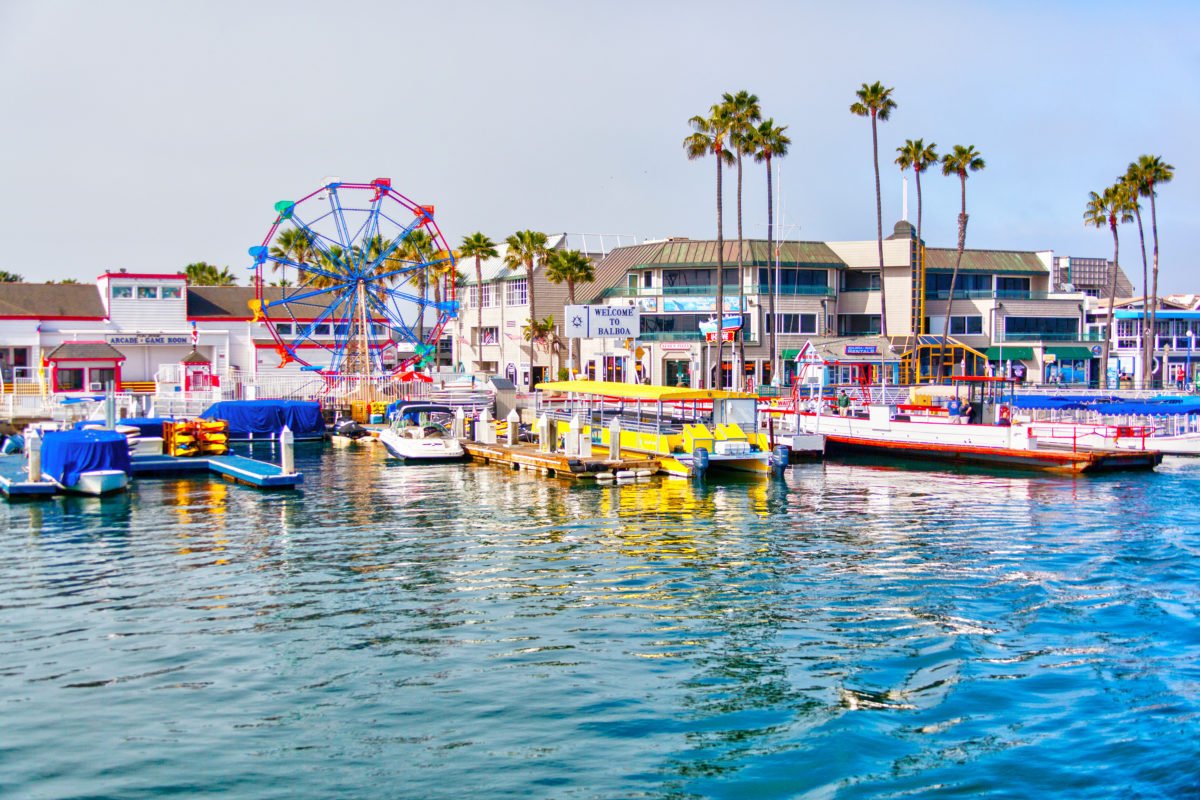 view of balboa fun zone from the water